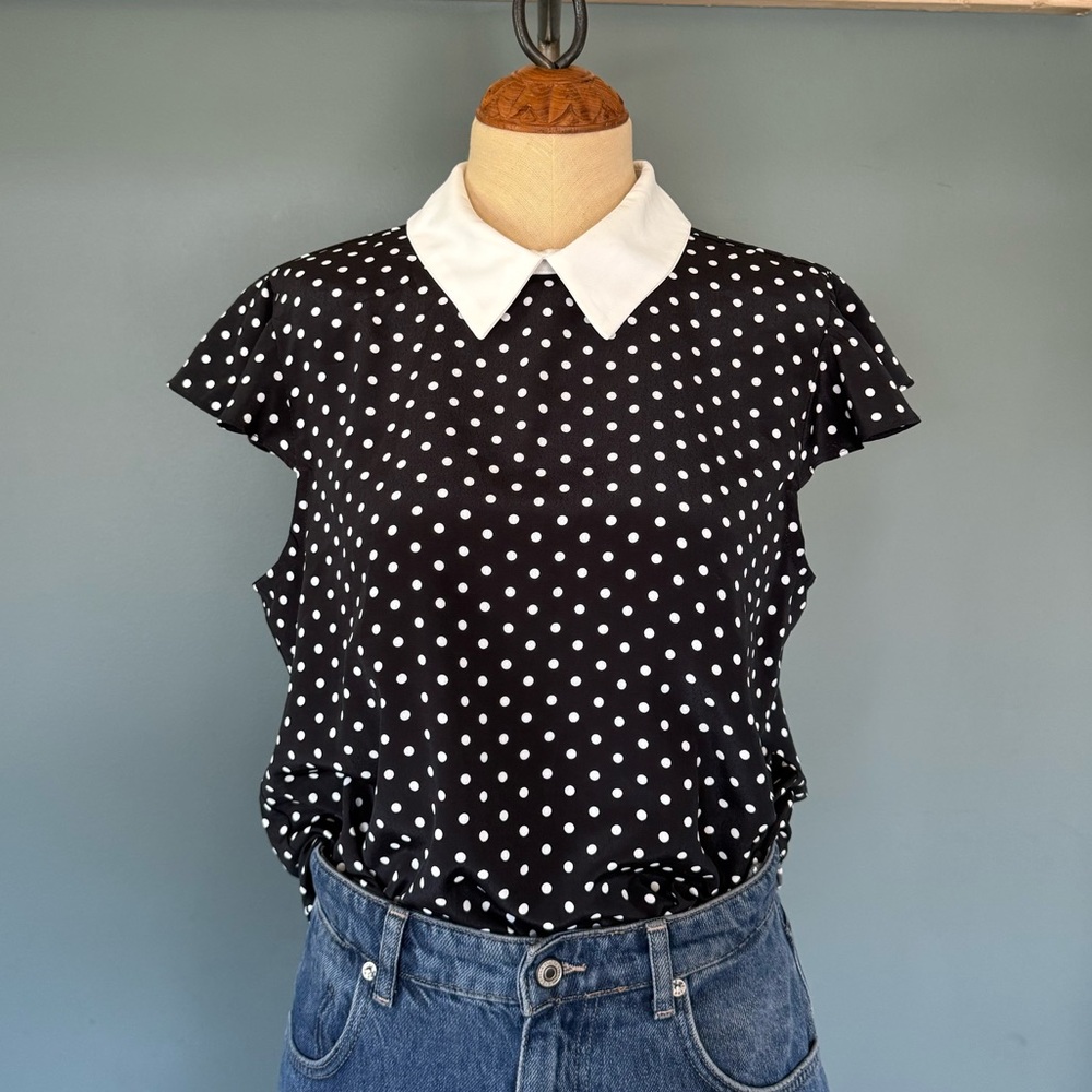 Polka Dot Blouse with White Collar